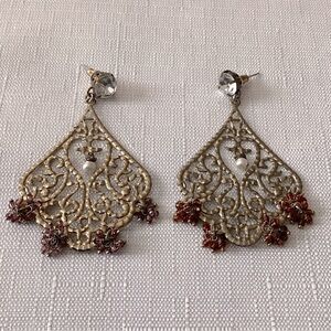 Filigree Vintage Gold Tone Earrings